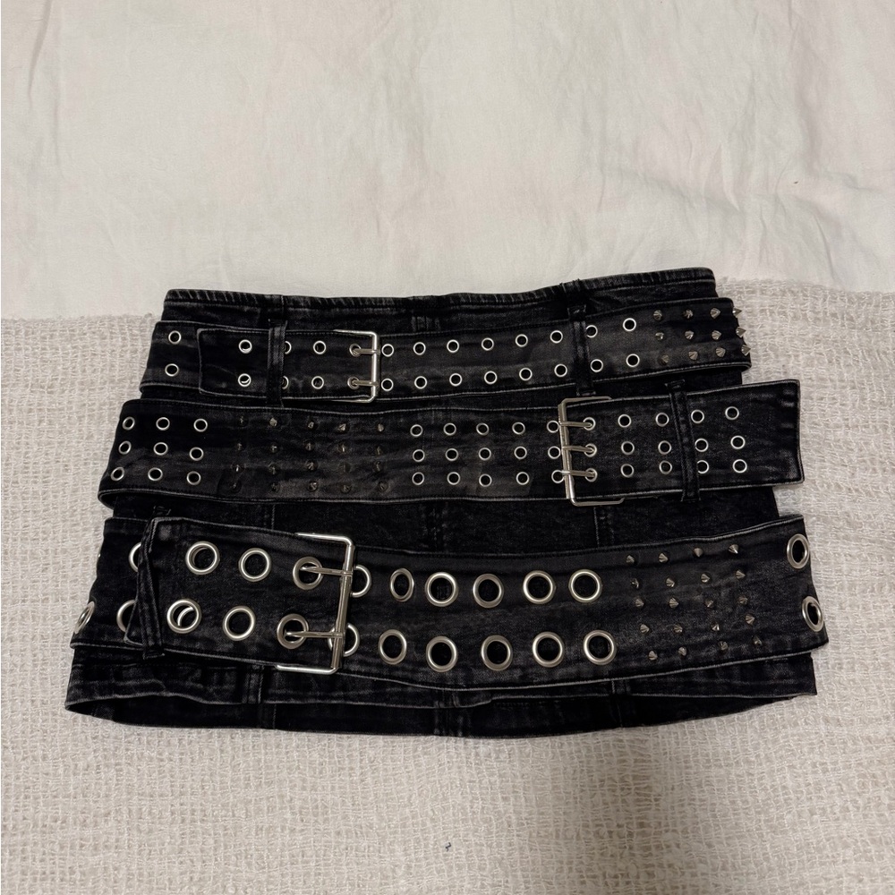 Dolls Kill Black Belted Mini Skirt NWT